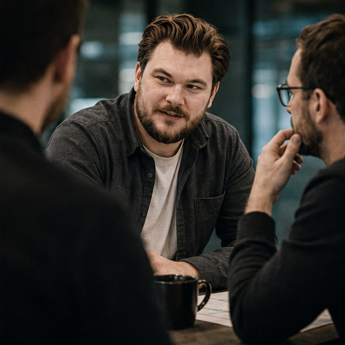 Hands-on strategy work with post-it notes during AI workshop